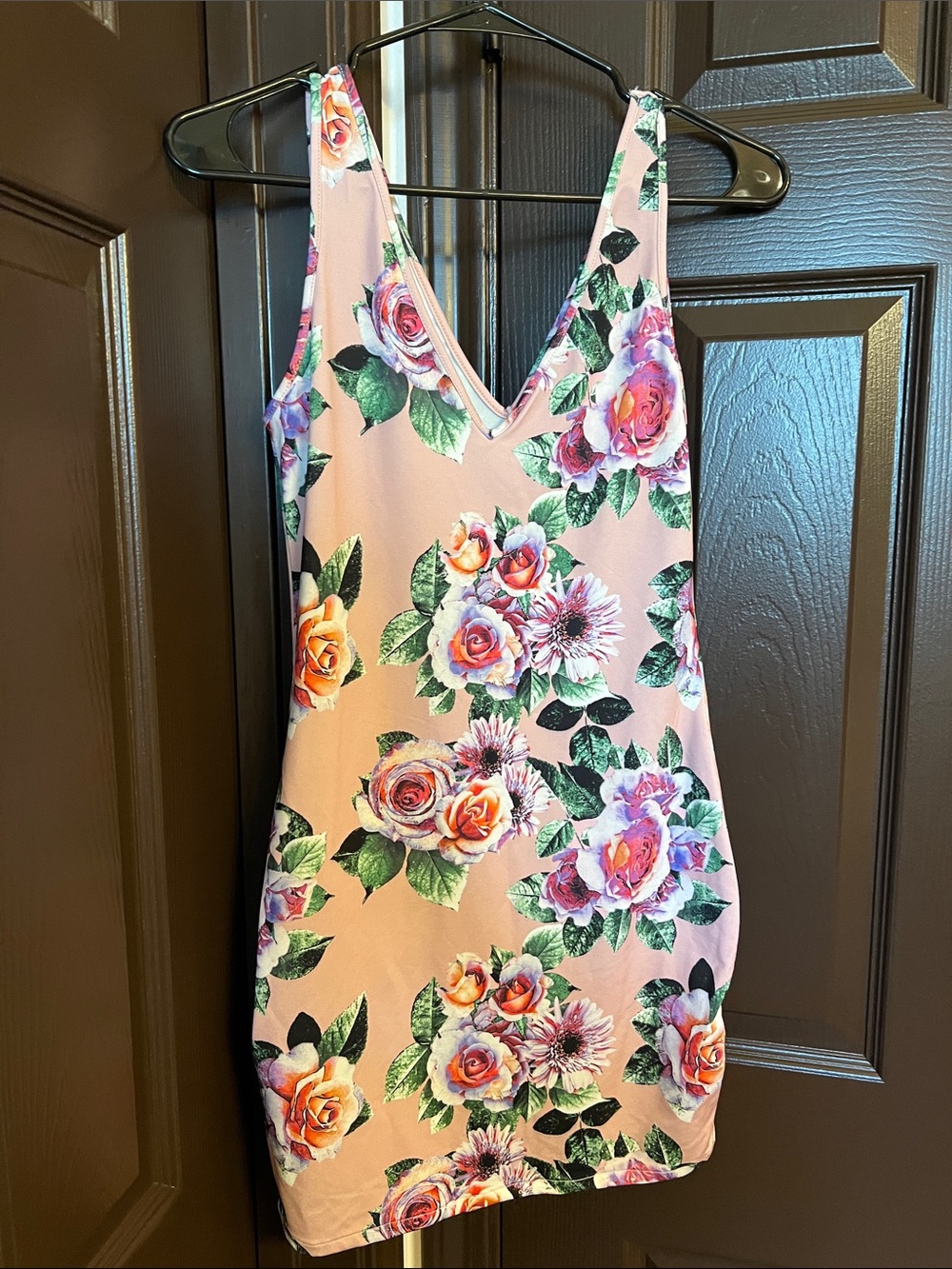 Zara Pink Floral V-Neck Mini Dress